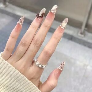 10pcs Handmade Elegant Pink Nail Art